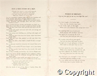 War Poems (printed) by Richard Gordon Holme of 8th Battalion Canadians, who lost both his legs by a German rifle grenade in  the trenches, March, 1916