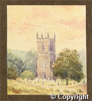 Watercolour titled 'Pleasley Church by Maude Verney'  by Maude Verney