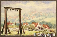 Watercolour titled 'Pleasley Hill from Old School'  by Maude Verney