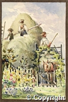 Watercolour titled 'Mr Warner's hay'  by Maude Verney