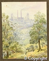 Watercolour titled 'Road to Mansfield from New Bound Mill'  by Maude Verney