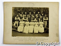 Black and white photograph of a group of employees of Milford mills