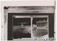 Buxton. Crescent Hotel and the bandstand outside, looking passed mineral baths and the Bandstand with view of the Slopes (Upside-down)