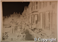 Boarding houses on Broad Walk with a bikers rally in progress, with the Old Hall Hotel in background