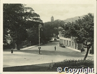 Four professionally printed black and white photographs of scenes around Buxton, early 20th century: 1) Old Hall, Hotel and Gardens 2) Pump Room and Crescent 3) Spring Gardens and 4) The Cat and Fiddle.