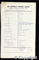 Workmen’s Compensation Act form for Bernard Johnson, aged 30, Cutter Man at Britain Colliery