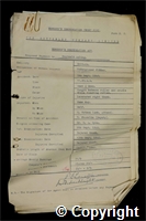 Workmen’s Compensation Act form for Reginald Asling, aged 24, Underground at Britain Colliery