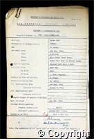 Workmen’s Compensation Act form for Gideon Woollands, aged 31, Gummer at Denby Hall Colliery