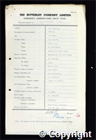 Workmen’s Compensation Act form for W. E. Hawksworth, aged 29, Filler at New Langley Colliery