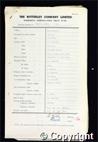 Workmen’s Compensation Act form for Fred Gillott Smith, aged 29, Filler at New Langley Colliery