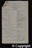 Workmen’s Compensation Act form for John Calladine, aged 20, Borer at Ormonde Colliery