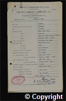 Workmen’s Compensation Act form for Wilfred O. Hogg, aged 41, Banksman at Ormonde Colliery