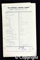 Workmen’s Compensation Act form for George H. Eyre, aged 42, Filler at Ormonde Colliery