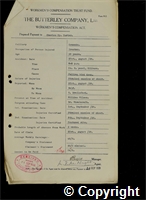 Workmen’s Compensation Act form for Charles Henry Carter, aged 28, Erector at Ormonde Colliery