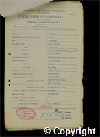 Workmen’s Compensation Act form for Edgar Cheetham, aged 28, Packer at Ormonde Colliery