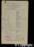 Workmen’s Compensation Act form for Herbert Cope, aged 54, Platelayer at Ormonde Colliery
