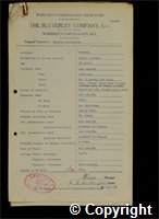 Workmen’s Compensation Act form for Francis Darrington, aged 35, Timber Carrier at Ormonde Colliery