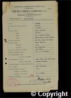 Workmen’s Compensation Act form for Jack Harrison, aged 35, Erector at Ormonde Colliery