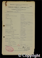 Workmen’s Compensation Act form for Henry Hunt, aged 44, Timberer at Ormonde Colliery