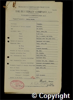 Workmen’s Compensation Act form for Harry Mason, aged 30, Erector at Ormonde Colliery
