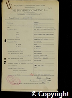 Workmen’s Compensation Act form for Ernest Pacey, aged 37, Erector at Ormonde Colliery