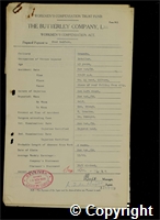 Workmen’s Compensation Act form for Fred Redfern, aged 43, Dataller at Ormonde Colliery