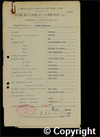 Workmen’s Compensation Act form for Albert Tomlinson, aged 29, Filler at Ormonde Colliery