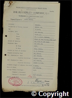 Workmen’s Compensation Act form for Harry Bowley, aged 18, Switch Lad at Ormonde Colliery