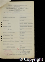 Workmen’s Compensation Act form for Frederick Harvey, aged 17, On Haulage Road at Ormonde Colliery
