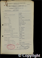Workmen’s Compensation Act form for Alfred Hicking, aged 62, Packer at Ormonde Colliery