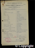 Workmen’s Compensation Act form for Stanley Lane, aged 30, Filler at Ormonde Colliery