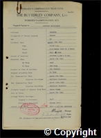 Workmen’s Compensation Act form for Wilfred Whitehurst, aged 43, Ripper at Ormonde Colliery