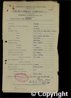 Workmen’s Compensation Act form for Amos Wilcockson, aged 29, Filler at Ormonde Colliery