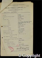 Workmen’s Compensation Act form for Frank Wootton, aged 46, At Loader Head at Ormonde Colliery