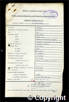 Workmen’s Compensation Act form for William Alan Clarke, aged 32, Shunter at Ormonde Colliery