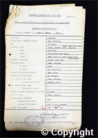 Workmen’s Compensation Act form for Frank J. Baker, aged 50, Face Dataller at Ormonde Colliery