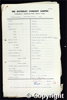 Workmen’s Compensation Act form for Granville Parkin, aged 33, Erector at Ormonde Colliery