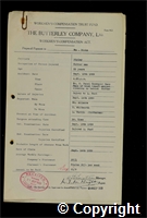 Workmen’s Compensation Act form for William Birks, aged 23, Cutterman at Ripley Colliery