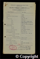 Workmen’s Compensation Act form for Joseph Eyre, aged 48, Deputy at Ripley Colliery