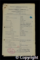 Workmen’s Compensation Act form for John W. Beardsley, aged 39, Filler at Ripley Colliery