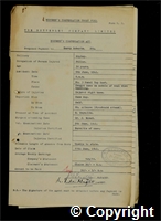 Workmen’s Compensation Act form for Harry Roberts, aged 30, Filler at Ripley Colliery