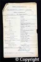 Workmen’s Compensation Act form for Bernard Cresswell, aged 21, Fitter at Ripley Colliery