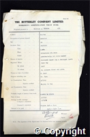 Workmen’s Compensation Act form for William A. Birkin, aged 30, Erector at Ripley Colliery