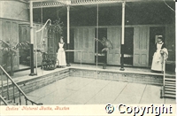 Postcard featuring a black and white photograph of the Ladies Natural Baths, Buxton.