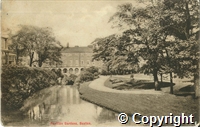 Postcard featuring a black and white photograph of Pavilion Gardens, Buxton. Stamped. Postmarked 20 August 1917.