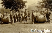 World War One soldiers posing for a photograph, possibly on an exercise in Buxton, Derbyshire.
