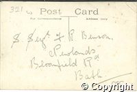 Postcard featuring a black and white photograph of a snow scene looking up Terrace Road, Buxton towards the Peak Hydropathic Hotel