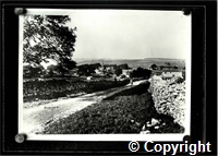 Monyash village, b/w negative, scenic view for postcard