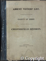Absent voters list for the Chesterfield constituency (see Description for places included)
