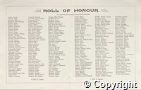 Souvenir programme for the unveiling of the roll of honour for the parish of Chinley,  Bugsworth and Brownside, including list of names of men who served in the Great War, 27 Oct 1917